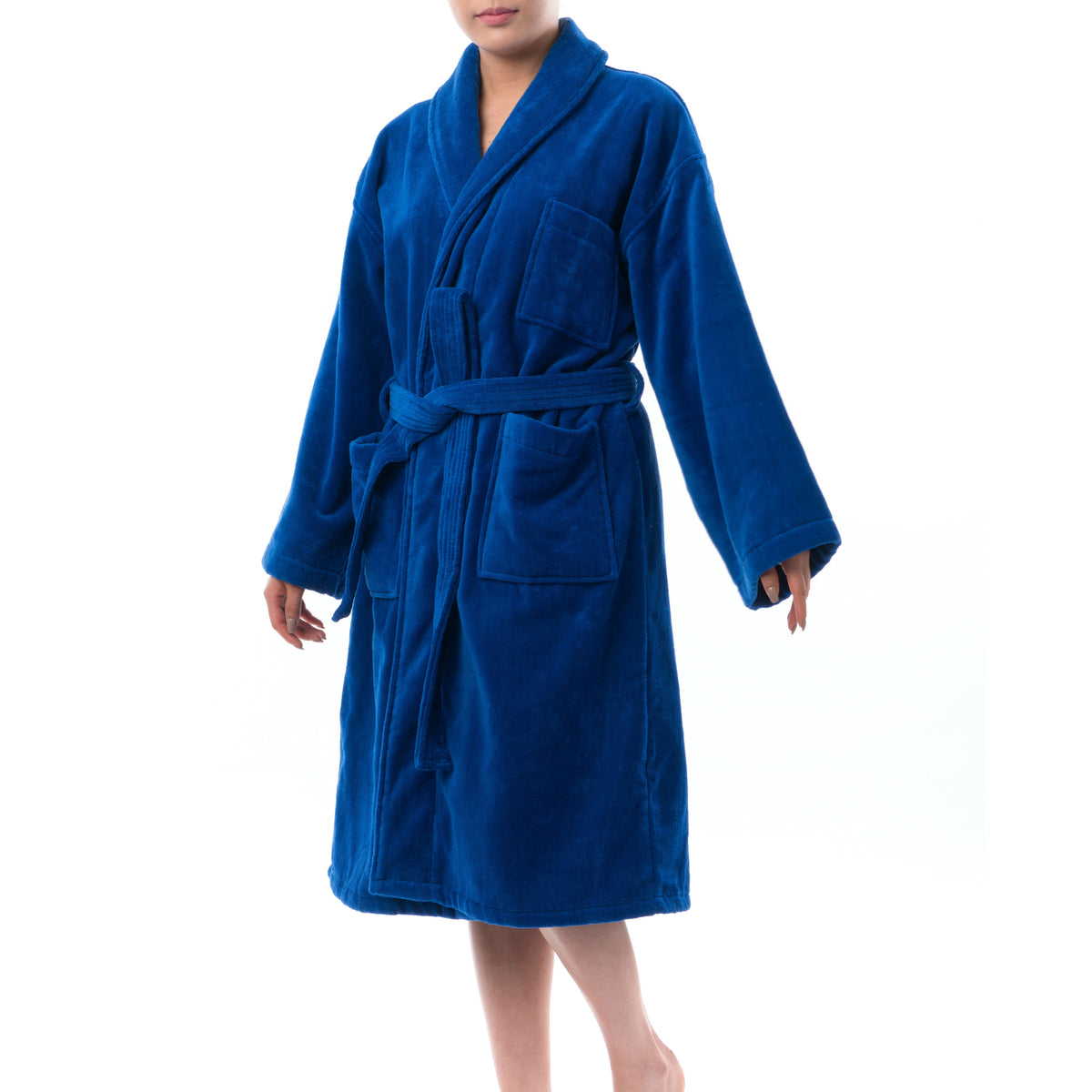 Alpine Swiss Blair Women Cotton Terry Cloth Bathrobe Shawl Collar Velour Spa Robe – Blue