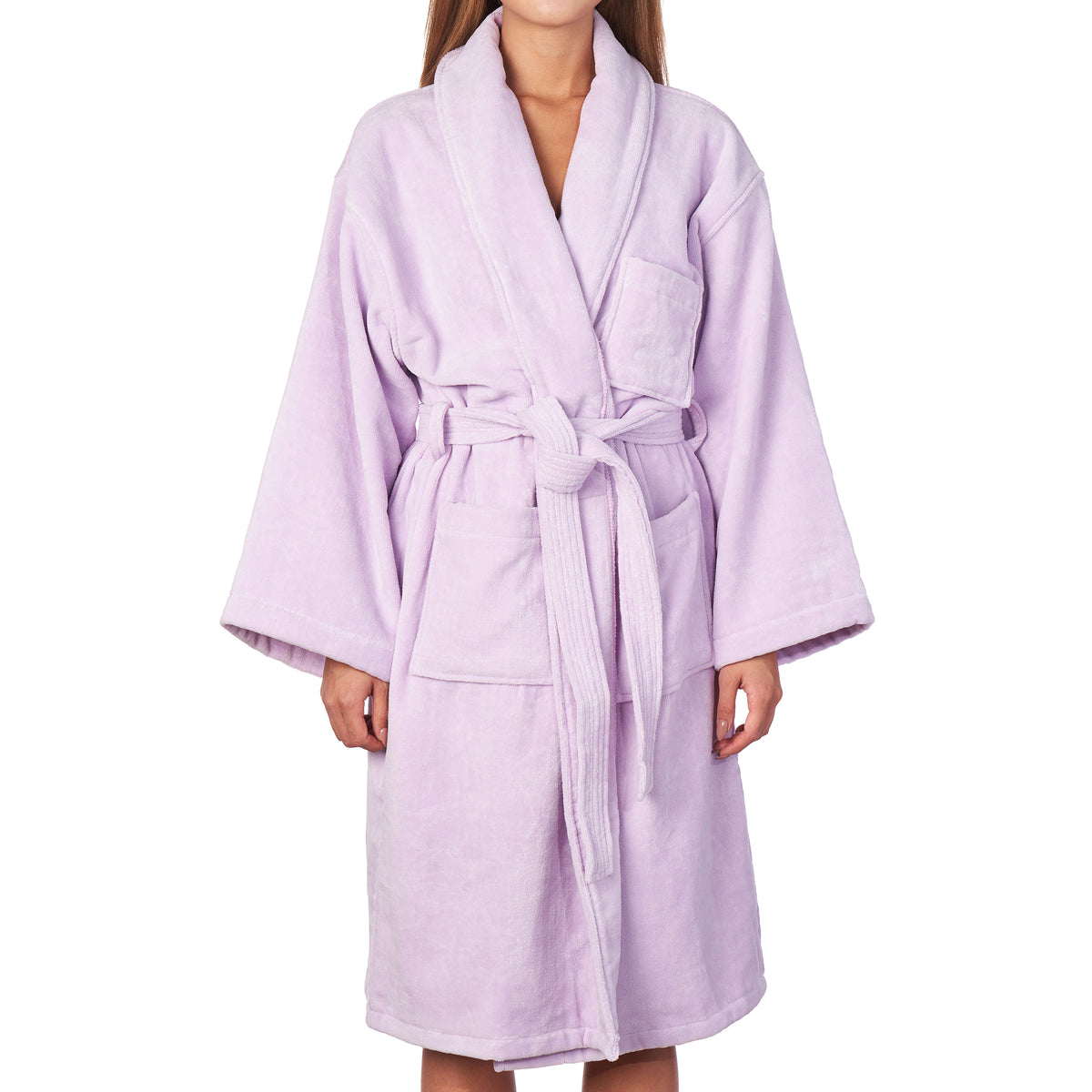 Alpine Swiss Blair Women Cotton Terry Cloth Bathrobe Shawl Collar Velour Spa Robe – Lilac