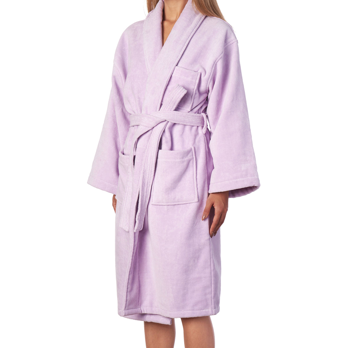 Alpine Swiss Blair Women Cotton Terry Cloth Bathrobe Shawl Collar Velour Spa Robe – Lilac