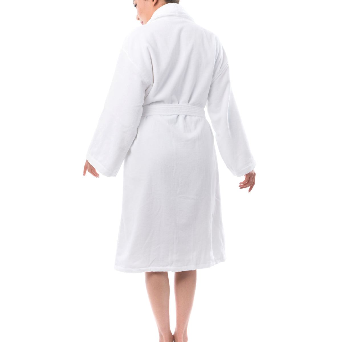 Alpine Swiss Blair Women Cotton Terry Cloth Bathrobe Shawl Collar Velour Spa Robe – White