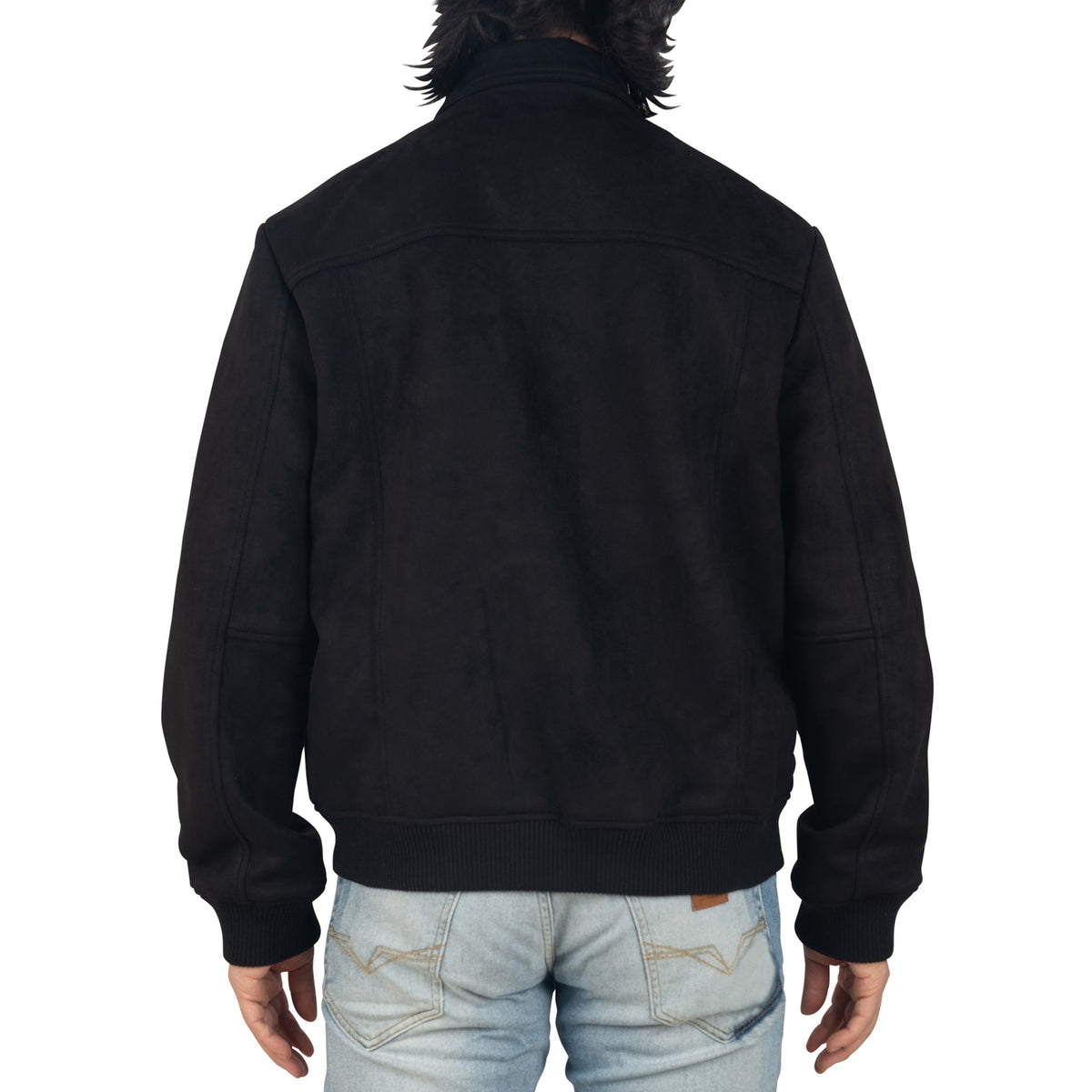 Alpine Swiss Men's Blake Vegan Suede Bomber Jacket – Black