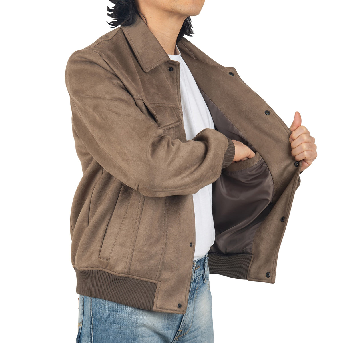 Alpine Swiss Men's Blake Vegan Suede Bomber Jacket – Earthstone