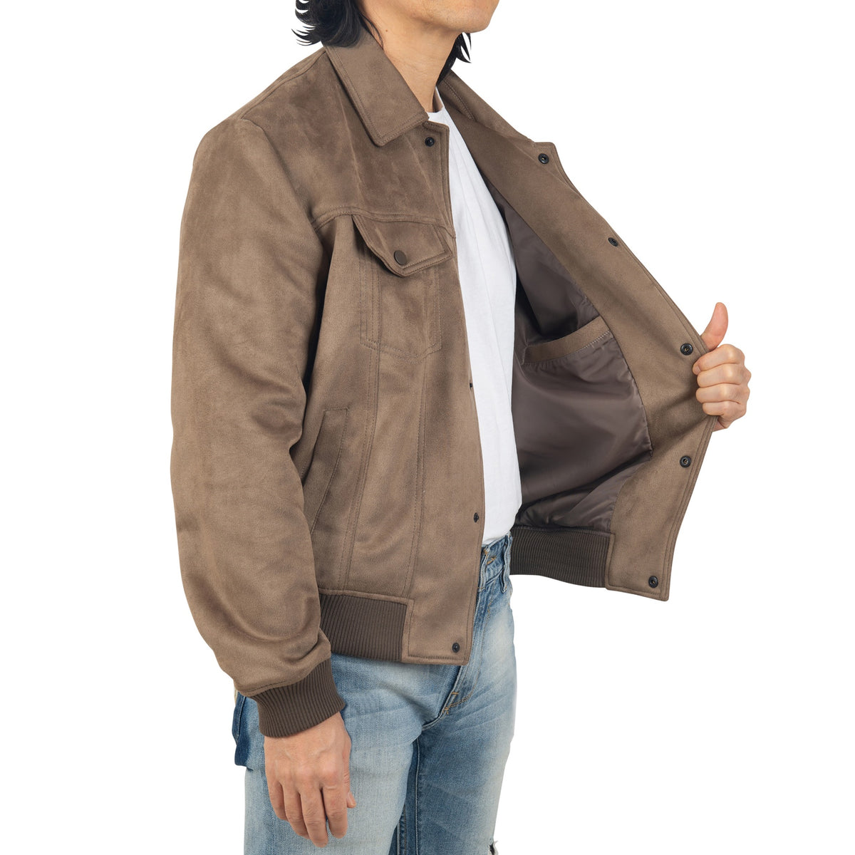 Alpine Swiss Men's Blake Vegan Suede Bomber Jacket – Earthstone