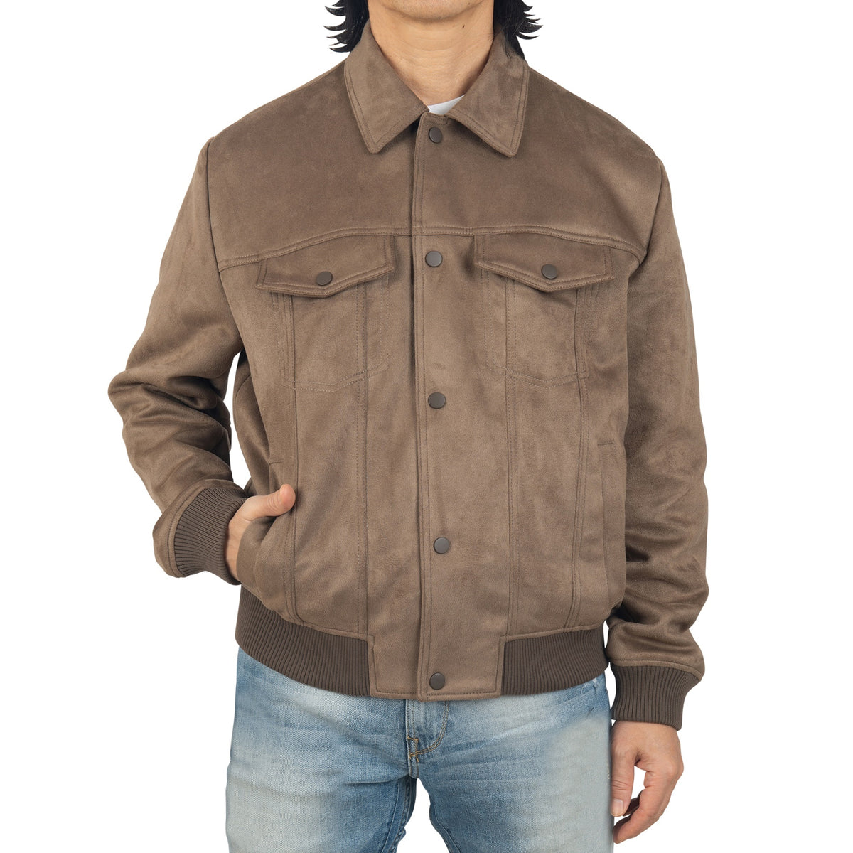 Alpine Swiss Men's Blake Vegan Suede Bomber Jacket – Earthstone