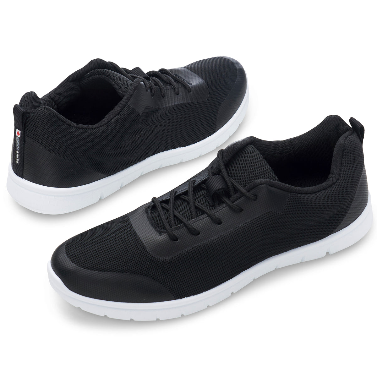 Alpine Swiss Bolt Mens Mesh Sneakers Lightweight Tennis Shoes Casual Trainers – Black