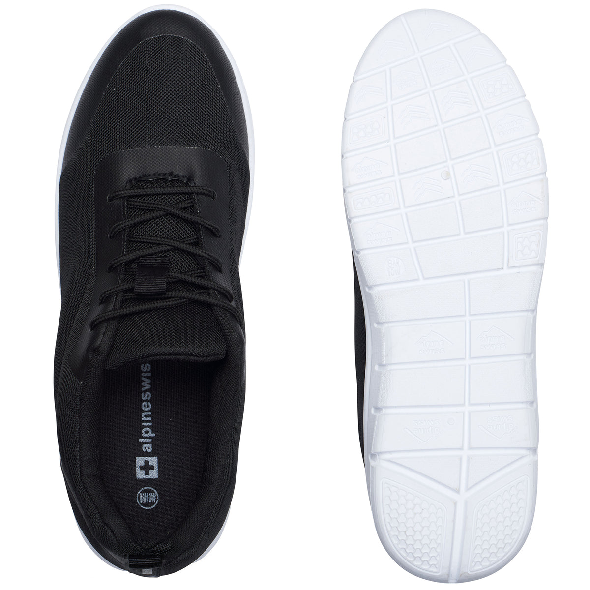 Alpine Swiss Bolt Mens Mesh Sneakers Lightweight Tennis Shoes Casual Trainers – Black