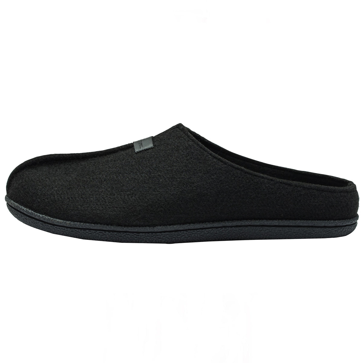 Alpine Swiss Mens Felt Faux Wool Clog Slippers Comfortable Cushion House Shoes – Black