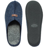 Alpine Swiss Mens Felt Faux Wool Clog Slippers Comfortable Cushion House Shoes – Navy