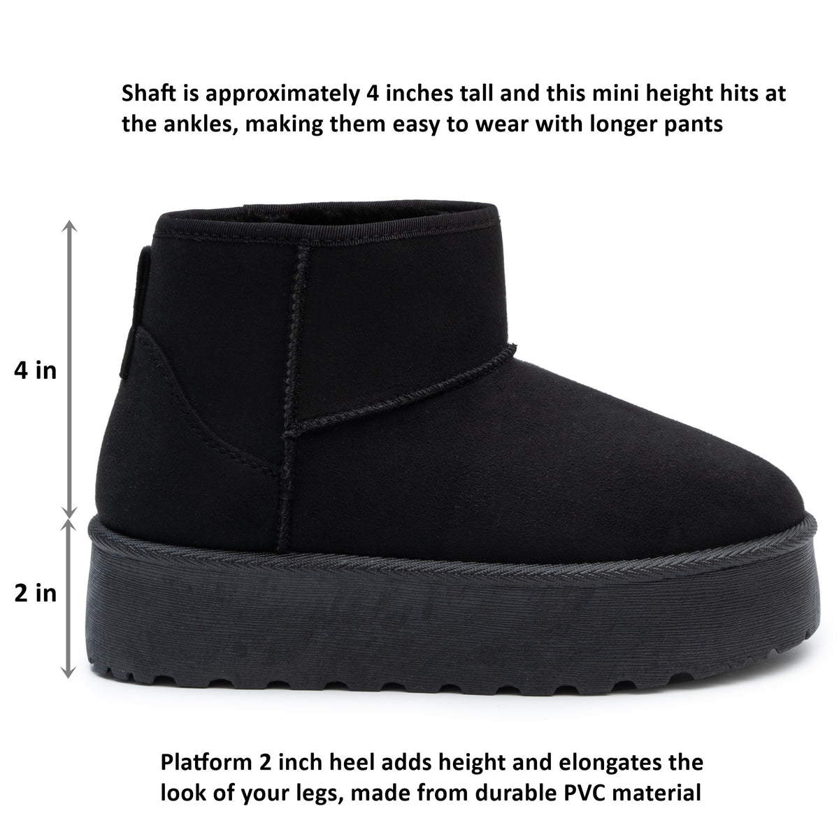 Alpine Swiss Brynn Womens Mini Platform Boots Warm Winter Short Ankle Booties – Black