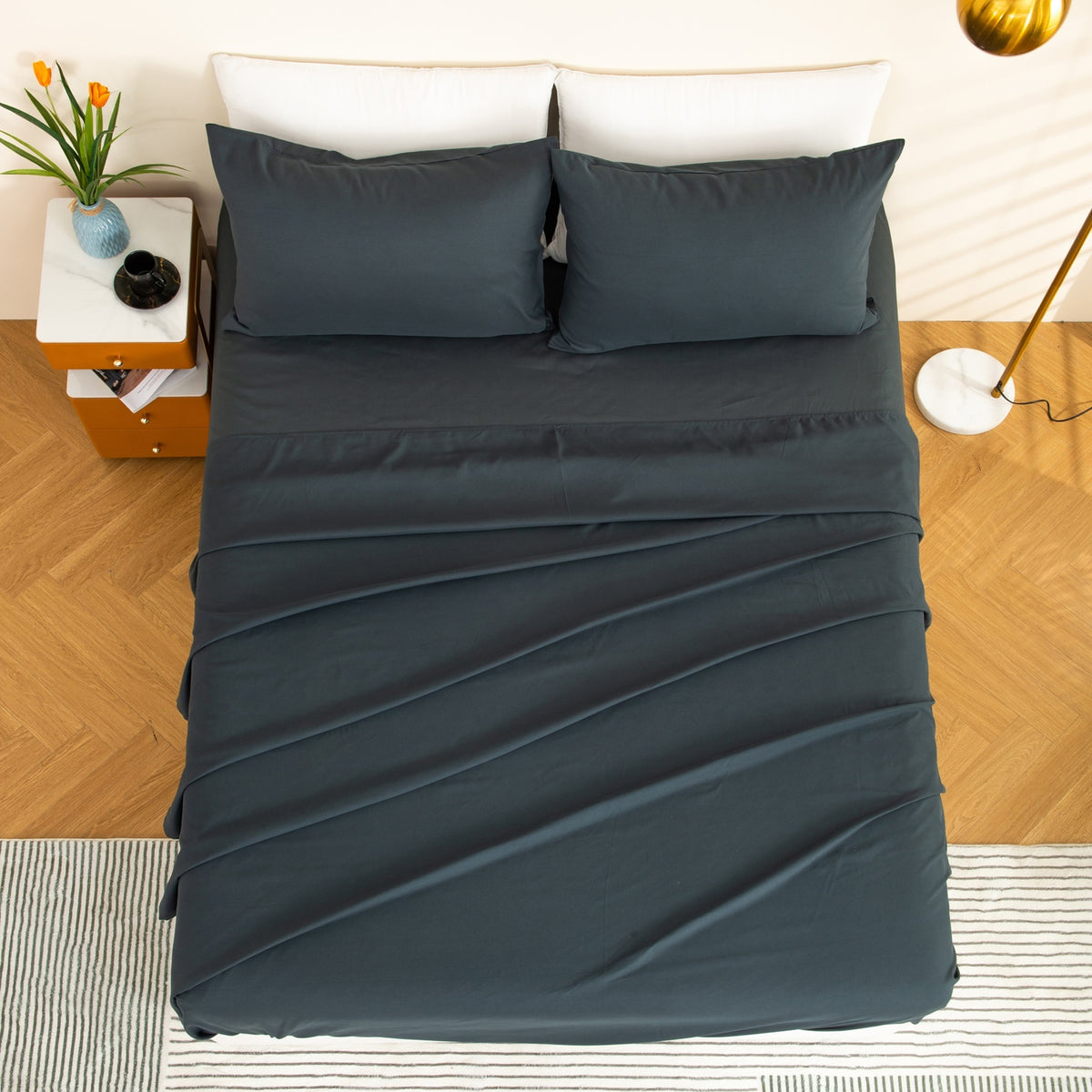 Alpine Swiss 4 Piece Bed Sheet Set Queen King Soft Comfort Hotel Luxury Bedding – Gray