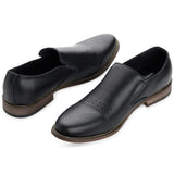 Alpine Swiss Double Diamond Mens Leather Loafers Oxford Slip-on Dress Shoes – Black