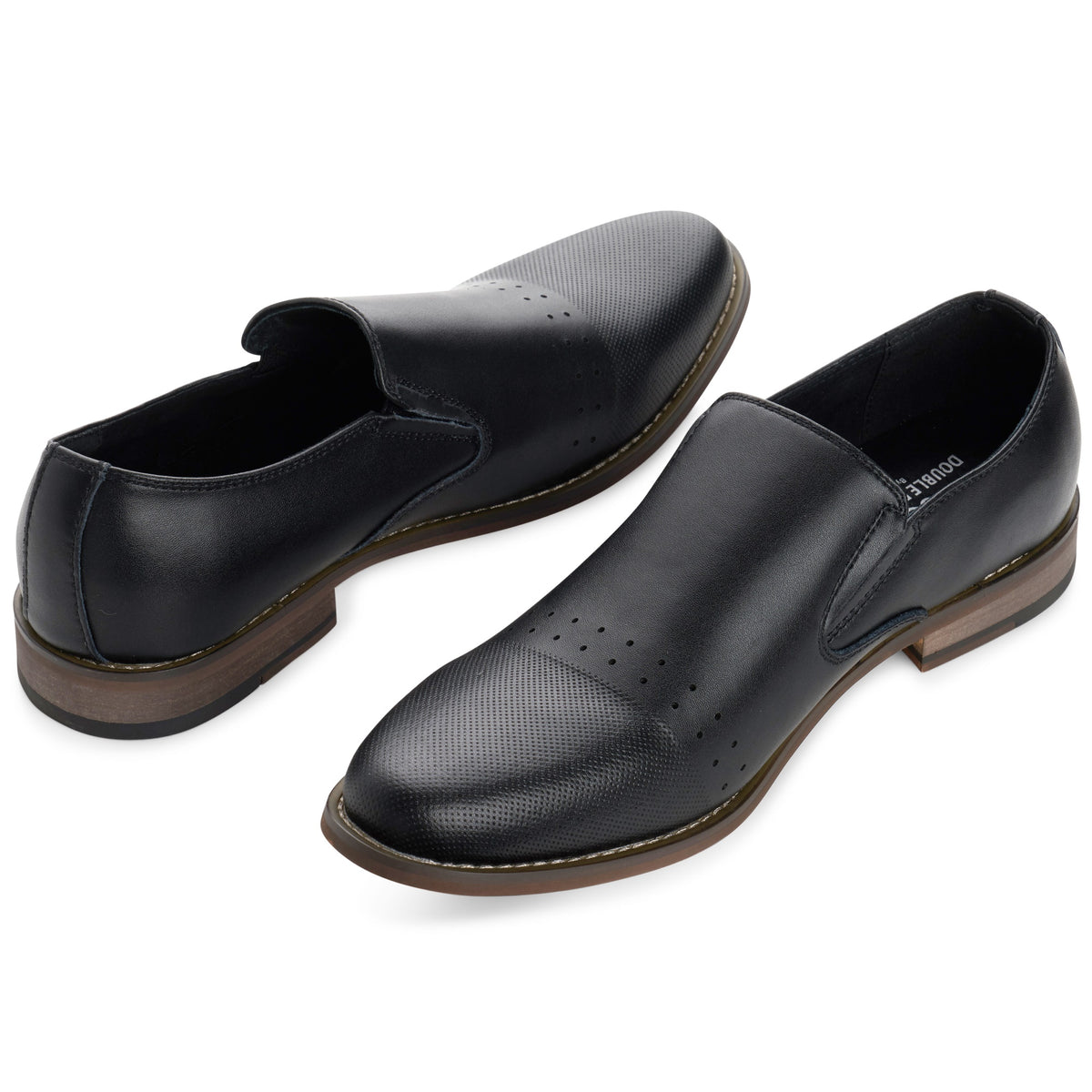 Alpine Swiss Double Diamond Mens Leather Loafers Oxford Slip-on Dress Shoes – Black