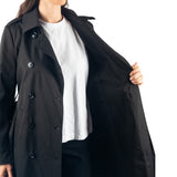 Alpine Swiss Carla Women Long Trench Coat Belted Waterproof Rain Jacket Raincoat – Black