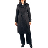 Alpine Swiss Carla Women Long Trench Coat Belted Waterproof Rain Jacket Raincoat – Black