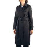 Alpine Swiss Carla Women Long Trench Coat Belted Waterproof Rain Jacket Raincoat – Black