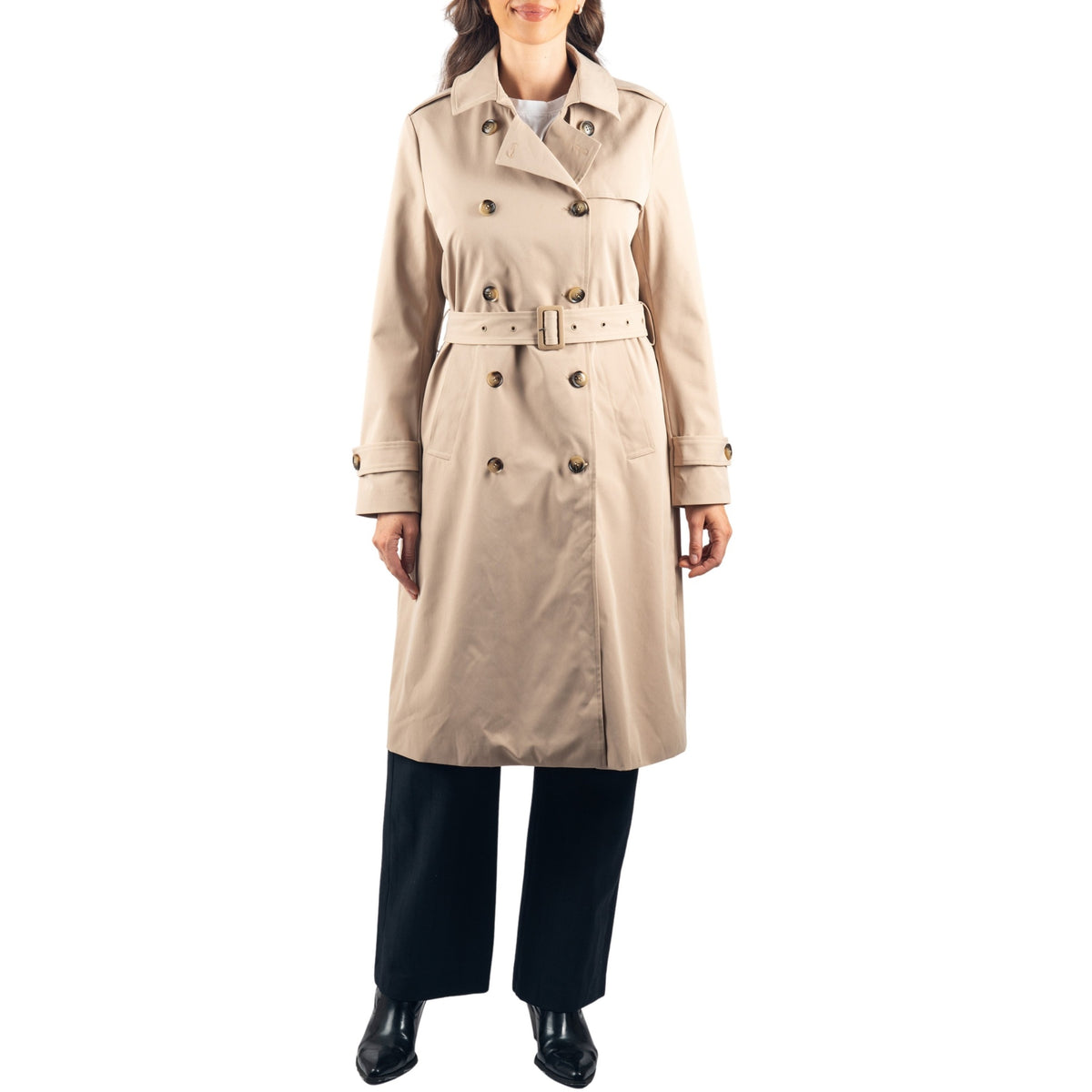 Alpine Swiss Carla Women Long Trench Coat Belted Waterproof Rain Jacket Raincoat – Khaki