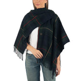 Alpine Swiss Carol Womens Shawl Wrap with Hood Poncho Sweater Large Scarf Fringe – Green Plaid