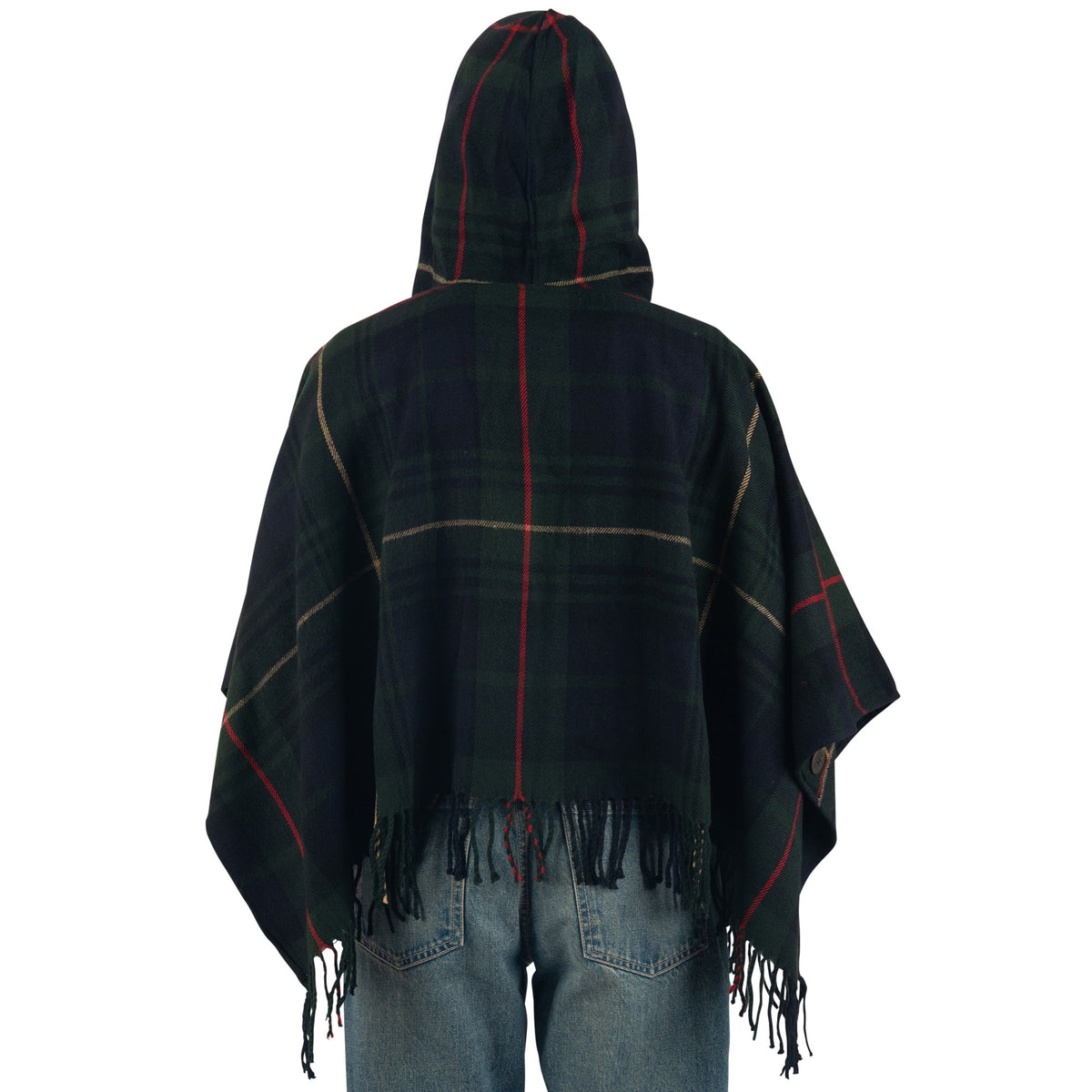 Alpine Swiss Carol Womens Shawl Wrap with Hood Poncho Sweater Large Scarf Fringe – Green Plaid