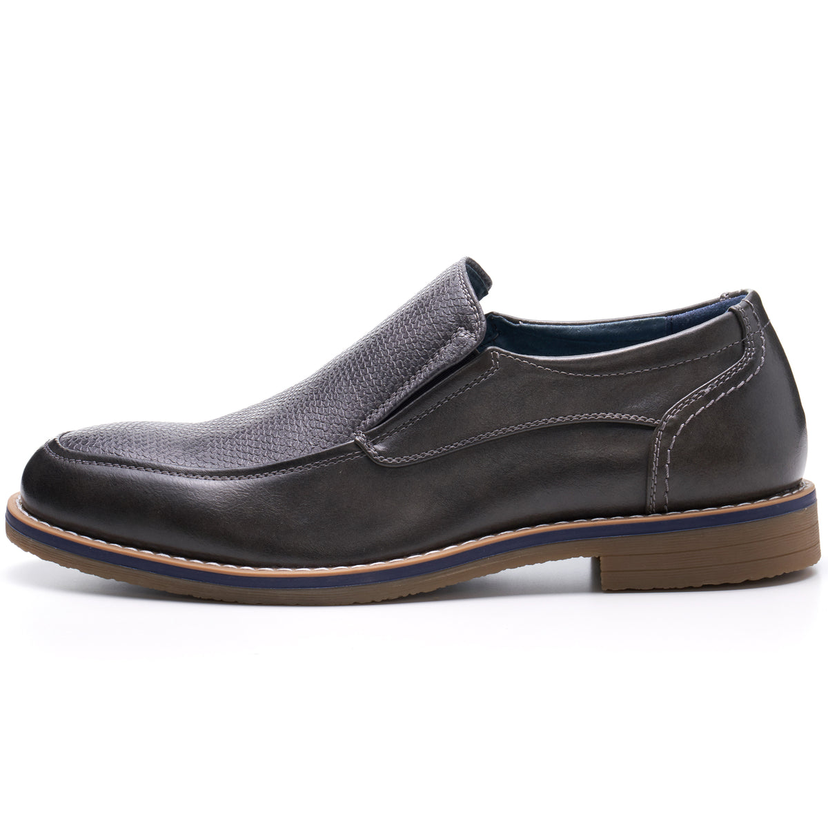 Alpine Swiss Carter Mens Slip On Loafers Snakeskin Dress Shoes Leather Lined – Gray