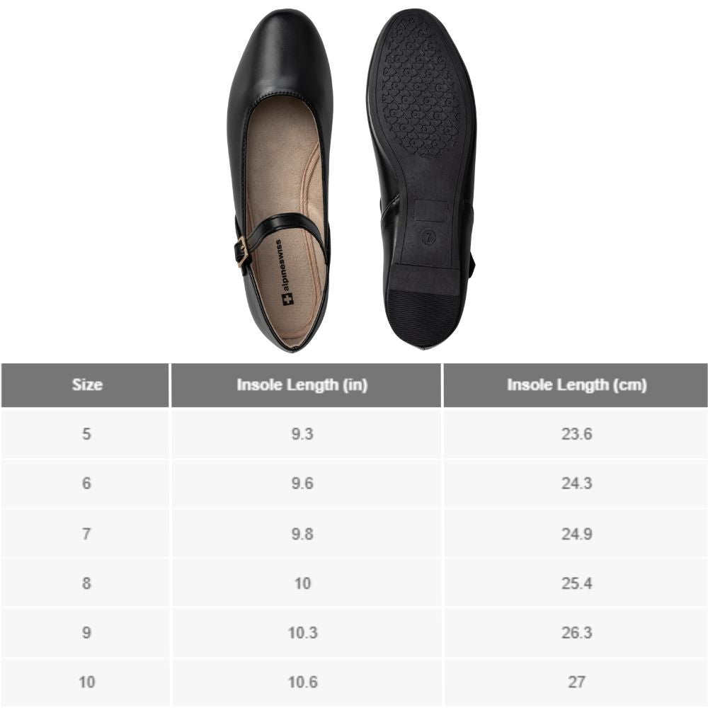 Alpine Swiss Cleo Women’s Mary Jane Ballet Flats Stylish Comfy Round Toe Dress Shoes – Black