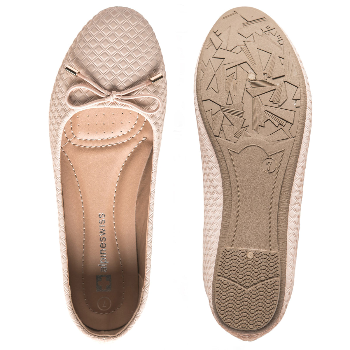 Alpine Swiss Claire Womens Ballet Flats Round Toe Slip On Comfortable Flat Shoes – Champagne Pink