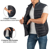Alpine Swiss Clark Mens Puffer Vest Down Alternative Water Resistant Packable – Black Gray