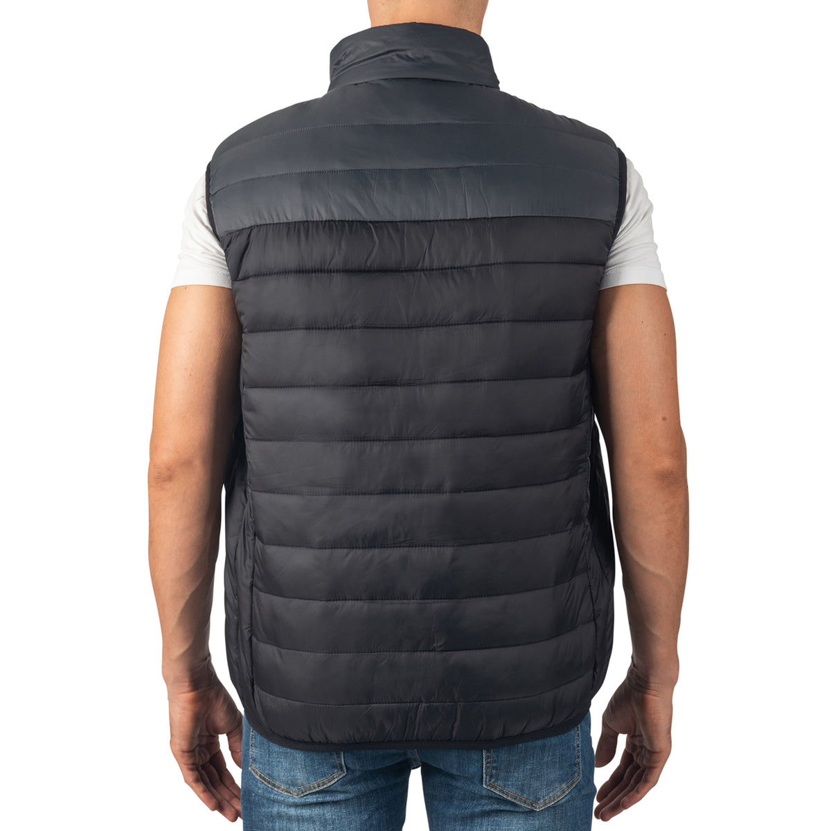 Alpine Swiss Clark Mens Puffer Vest Down Alternative Water Resistant Packable – Black Gray