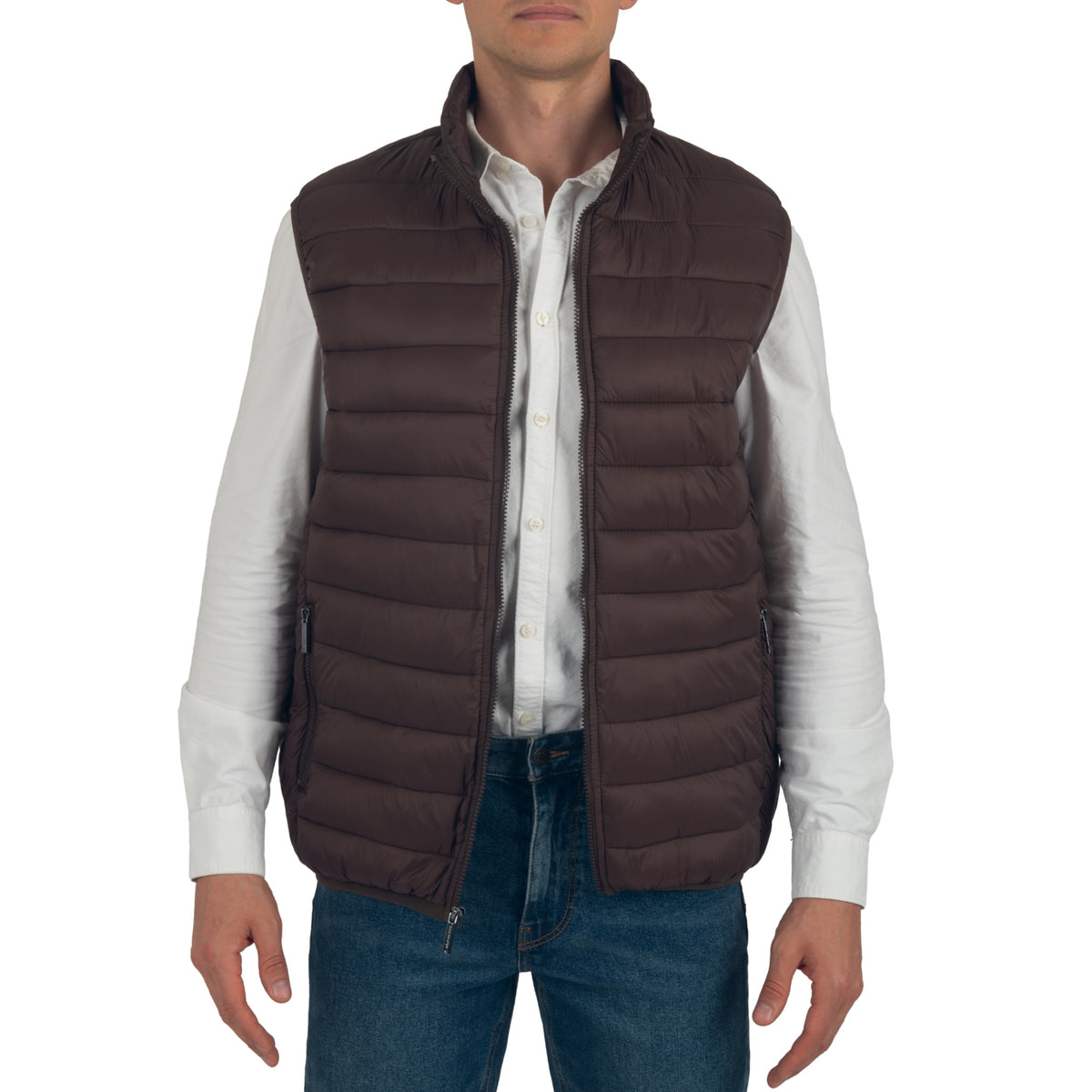 Alpine Swiss Clark Mens Puffer Vest Down Alternative Water Resistant Packable – Brown