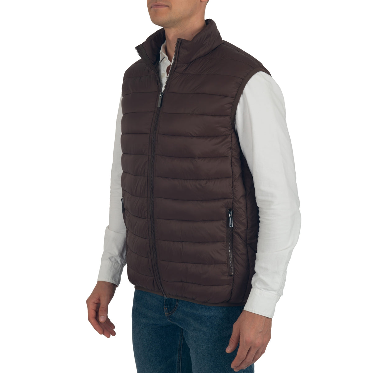 Alpine Swiss Clark Mens Puffer Vest Down Alternative Water Resistant Packable – Brown