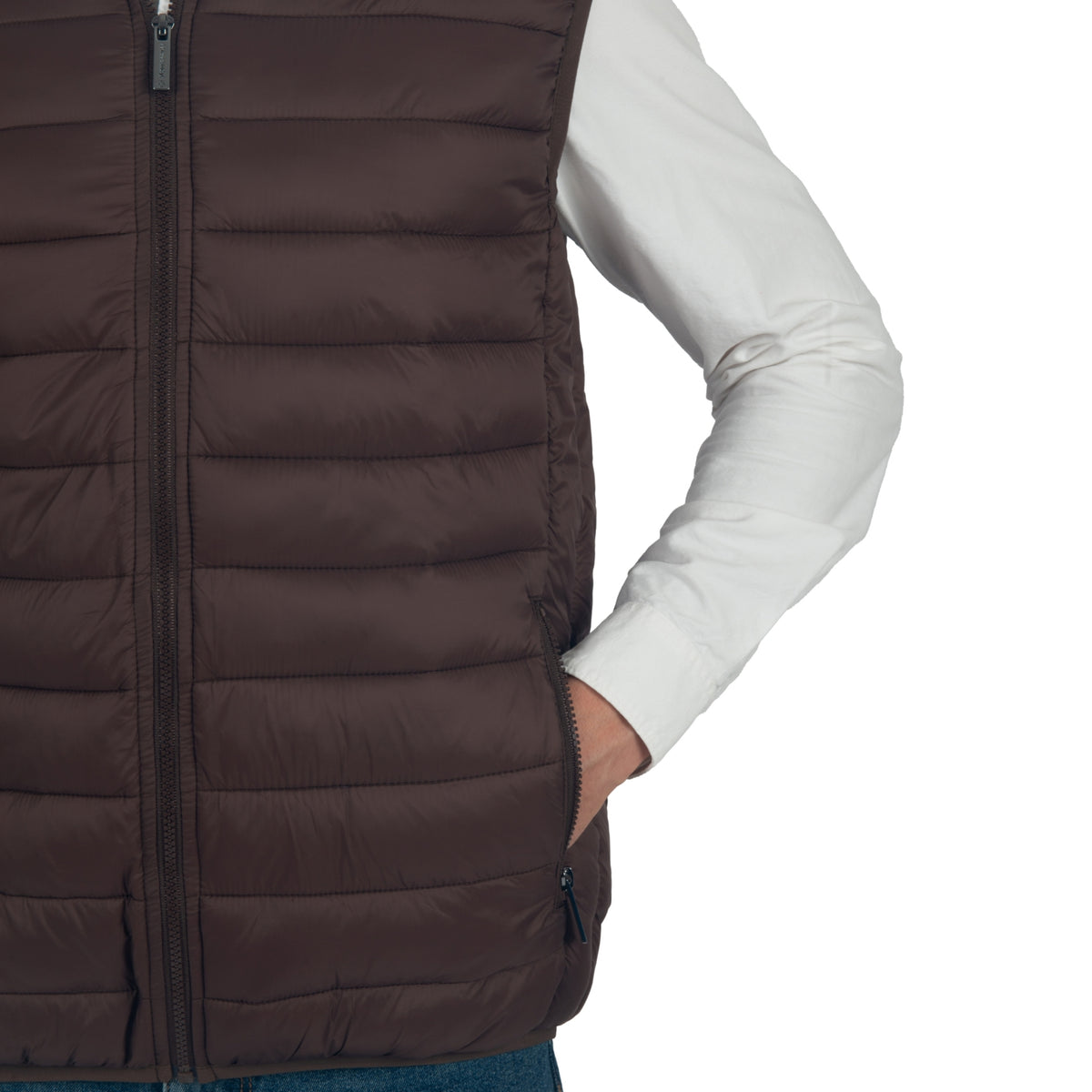 Alpine Swiss Clark Mens Puffer Vest Down Alternative Water Resistant Packable – Brown