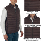 Alpine Swiss Clark Mens Puffer Vest Down Alternative Water Resistant Packable – Brown