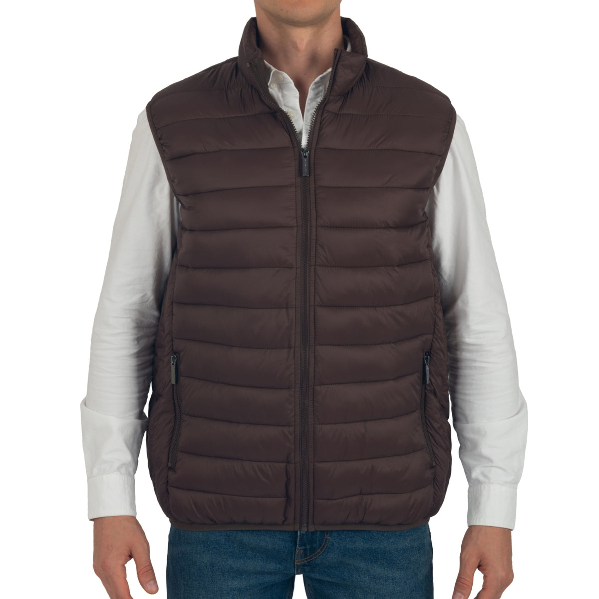 Alpine Swiss Clark Mens Puffer Vest Down Alternative Water Resistant Packable – Brown