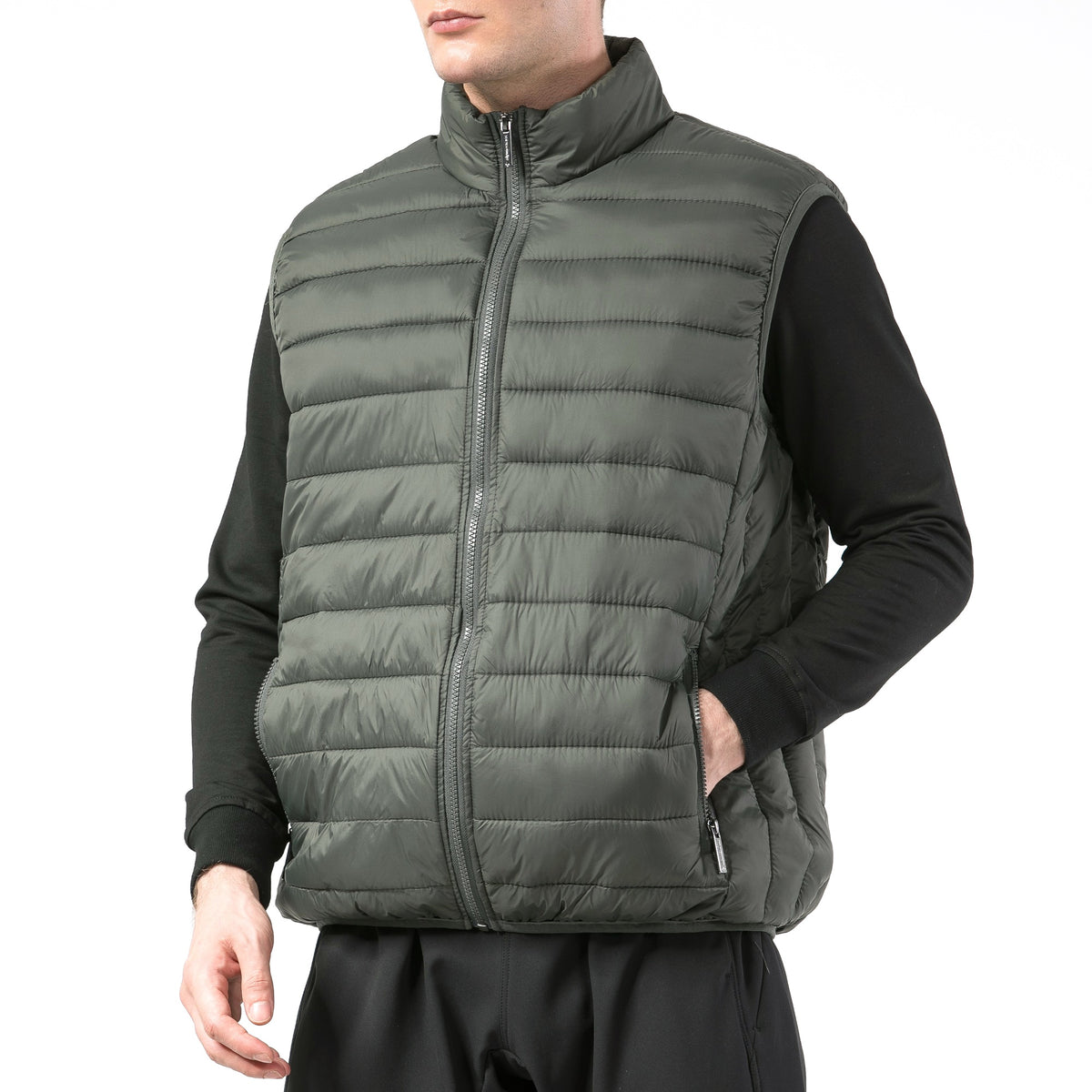 Alpine Swiss Clark Mens Puffer Vest Down Alternative Water Resistant Packable – Olive