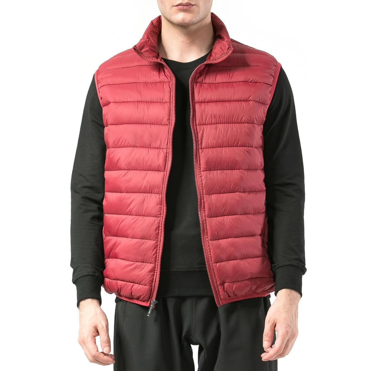 Alpine Swiss Clark Mens Puffer Vest Down Alternative Water Resistant Packable – Red