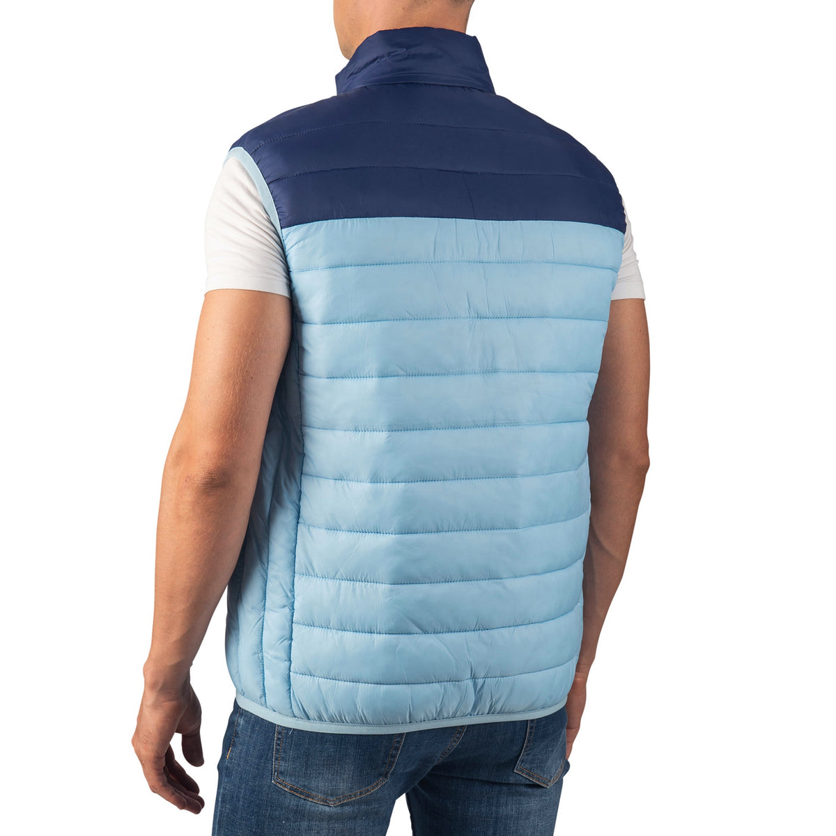 Alpine Swiss Clark Mens Puffer Vest Down Alternative Water Resistant Packable – Sky Blue Navy