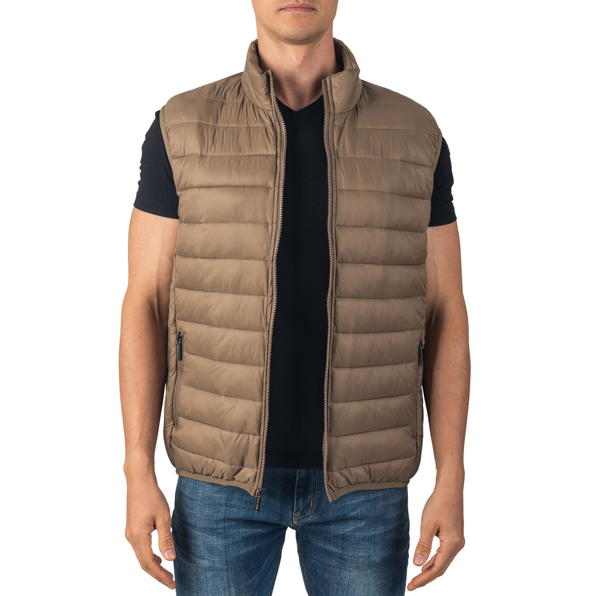 Alpine Swiss Clark Mens Puffer Vest Down Alternative Water Resistant Packable – Taupe