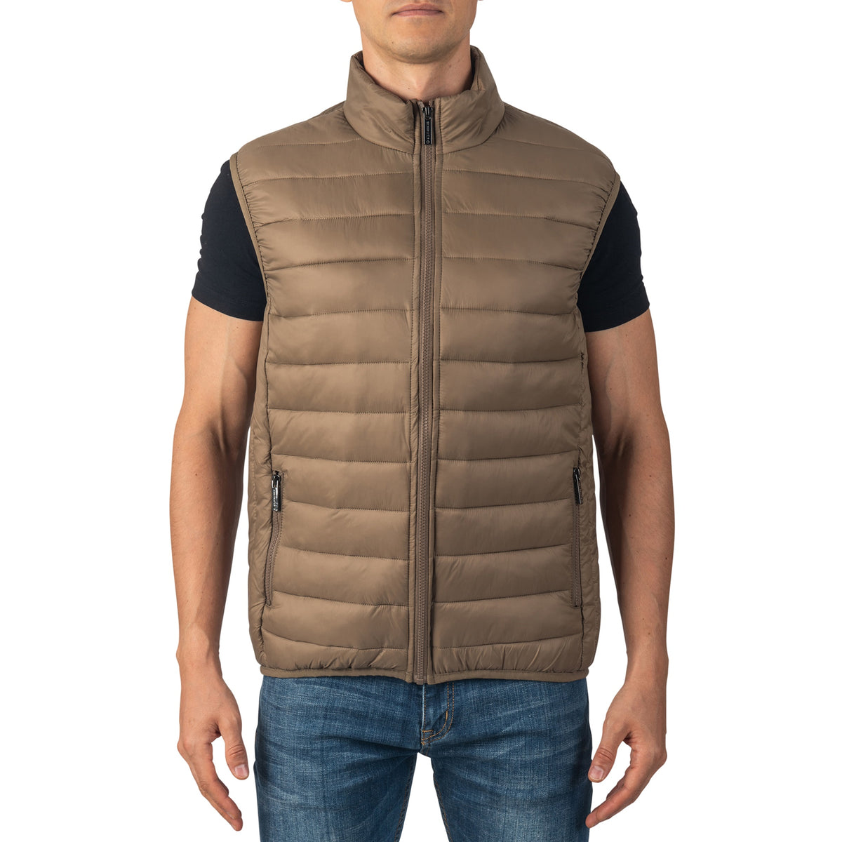 Alpine Swiss Clark Mens Puffer Vest Down Alternative Water Resistant Packable – Taupe