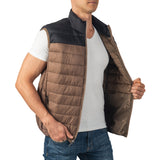 Alpine Swiss Clark Mens Puffer Vest Down Alternative Water Resistant Packable – Taupe Black