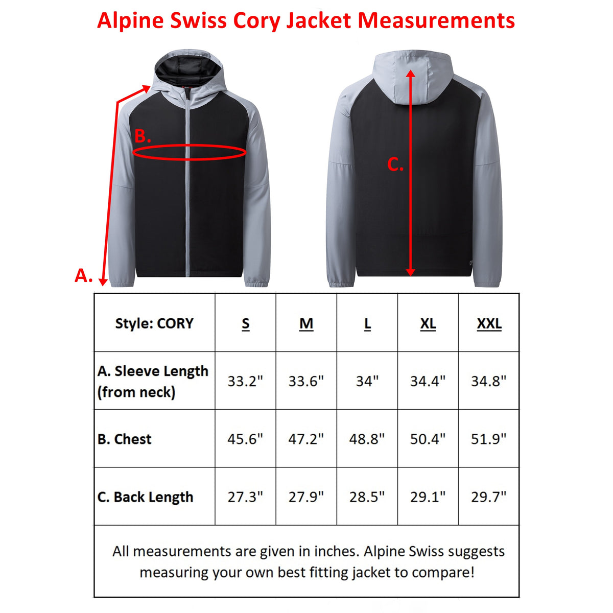 Alpine Swiss Cory Mens Light Windbreaker Jacket Water-Resistant Packable Hooded – Black