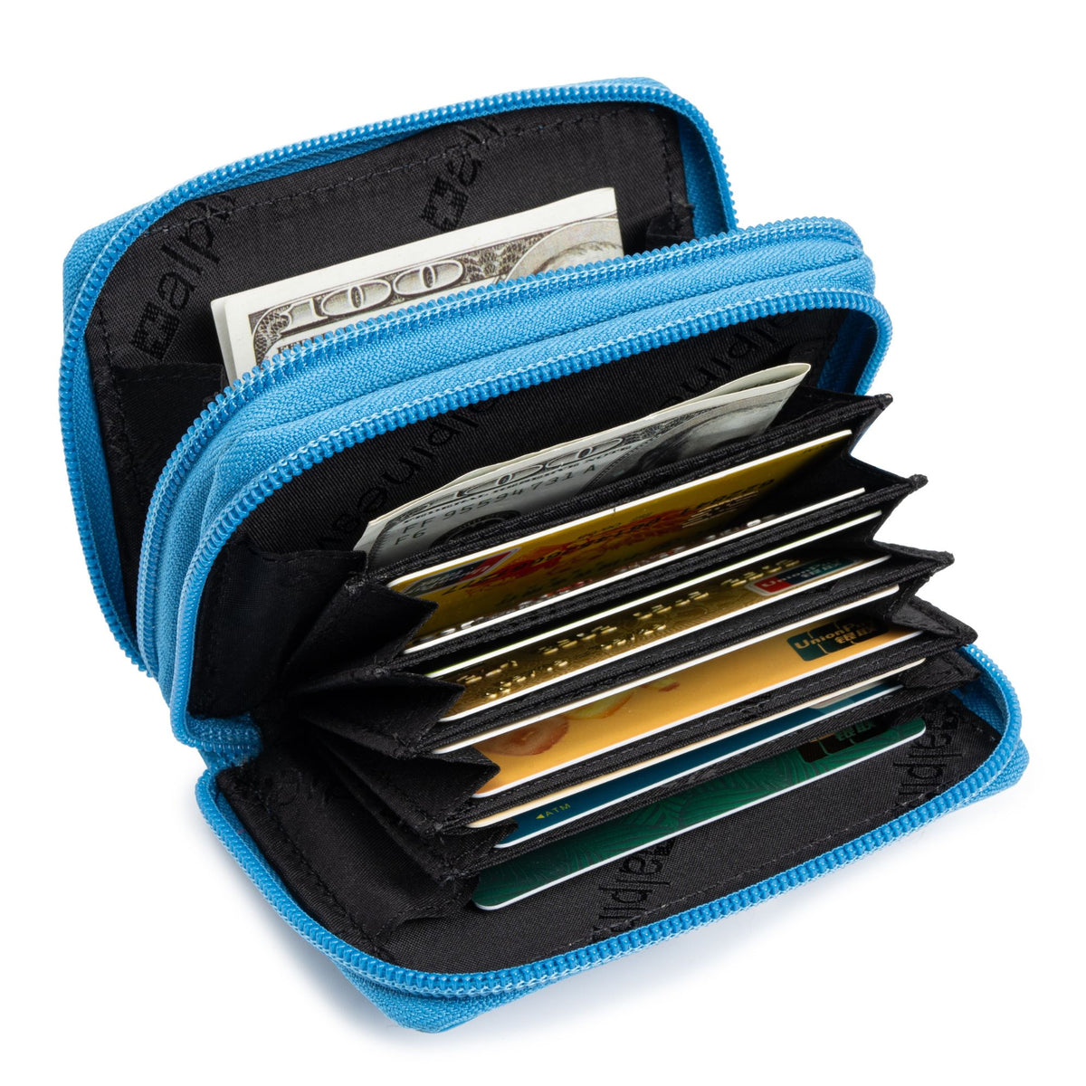 Alpine Swiss Womens Accordion Organizer Wallet Leather Credit Card Case ID – Indigo