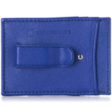 Alpine Swiss Mens Money Clip Thin Front Pocket Wallet Genuine Leather Card Case – Crosshatch Blue