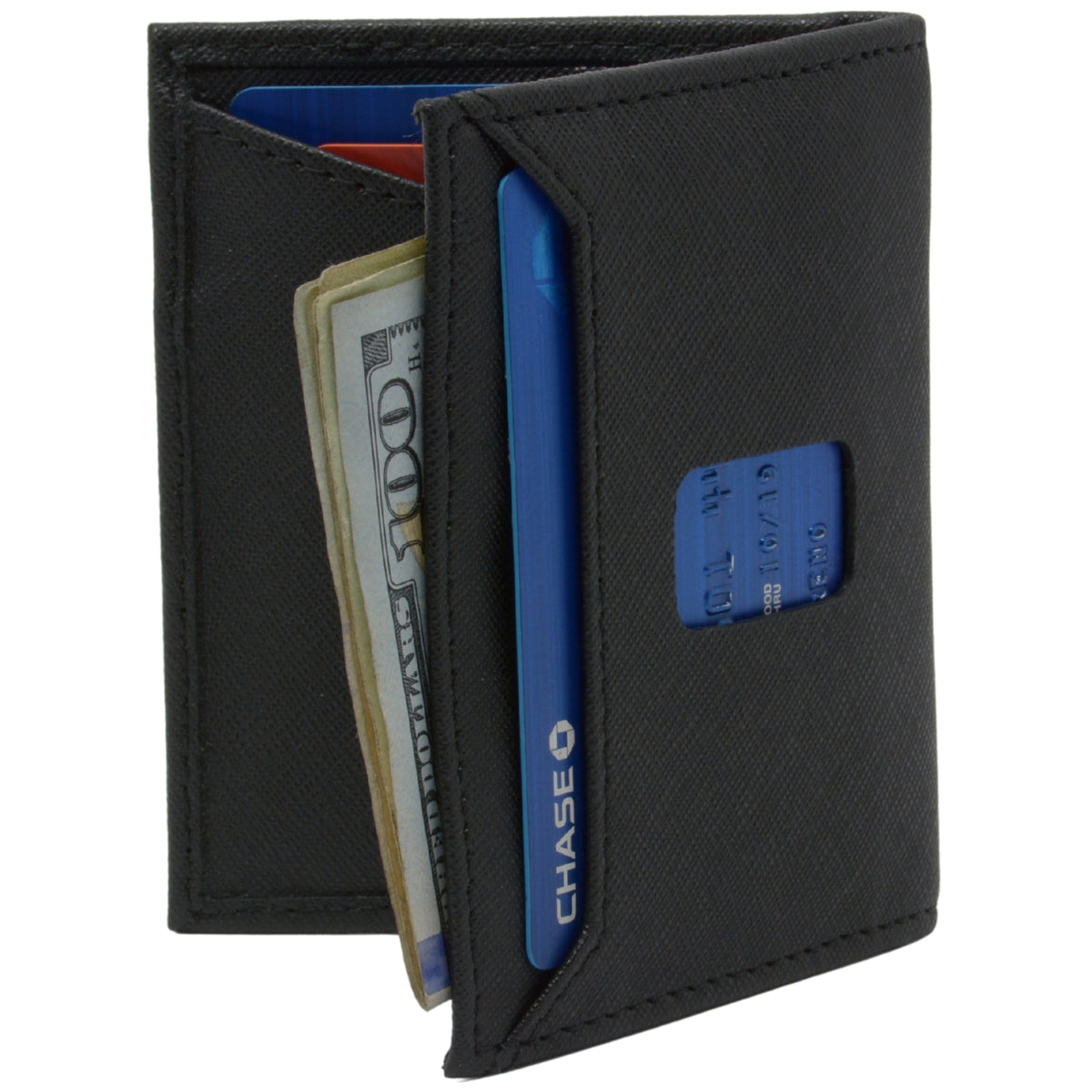 Alpine Swiss Men RFID Leather Wallet Slim Front Pocket Wallet Business Card Case – Crosshatch Black