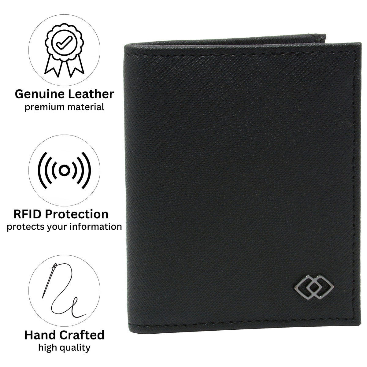 Alpine Swiss Men RFID Leather Wallet Slim Front Pocket Wallet Business Card Case – Crosshatch Black