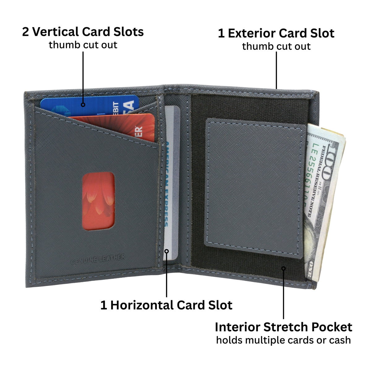 Alpine Swiss Men RFID Leather Wallet Slim Front Pocket Wallet Business Card Case – Crosshatch Gray