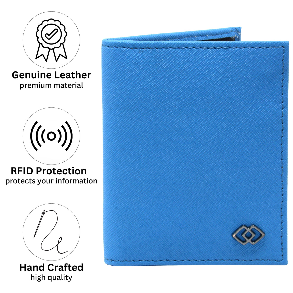 Alpine Swiss Men RFID Leather Wallet Slim Front Pocket Wallet Business Card Case – Crosshatch Aqua