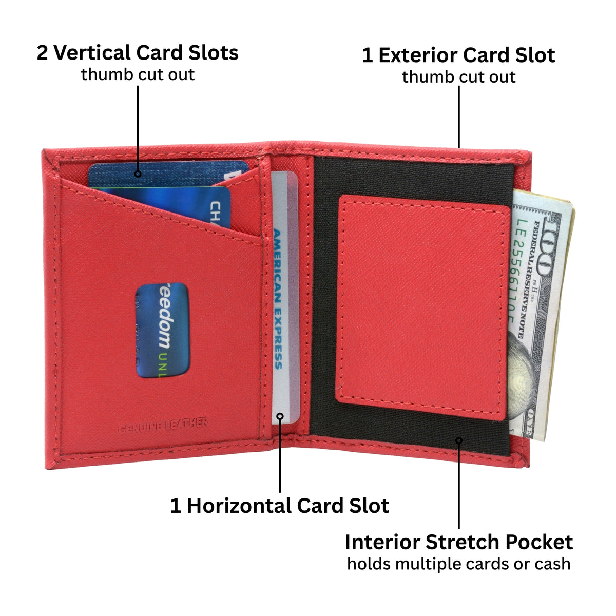 Alpine Swiss Men RFID Leather Wallet Slim Front Pocket Wallet Business Card Case – Crosshatch Red