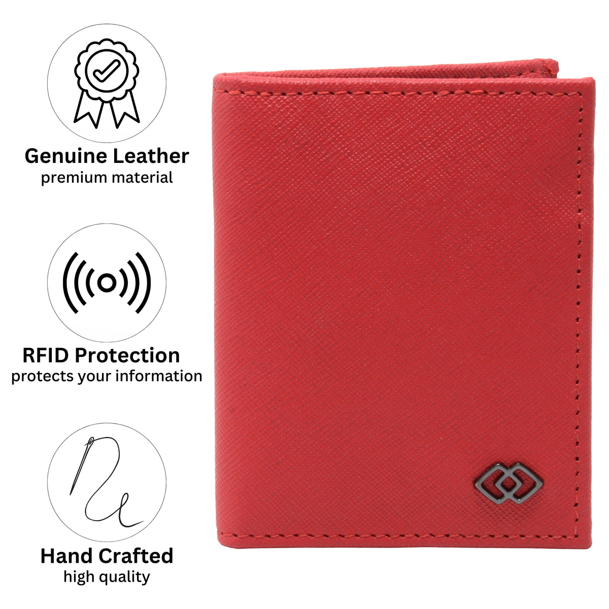 Alpine Swiss Men RFID Leather Wallet Slim Front Pocket Wallet Business Card Case – Crosshatch Red