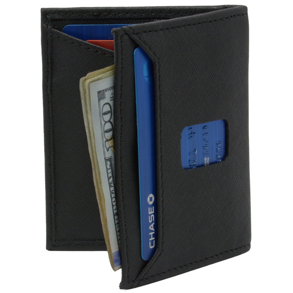 Alpine Swiss Men RFID Leather Wallet Slim Front Pocket Wallet Business Card Case – Black