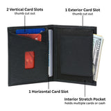 Alpine Swiss Men RFID Leather Wallet Slim Front Pocket Wallet Business Card Case – Black