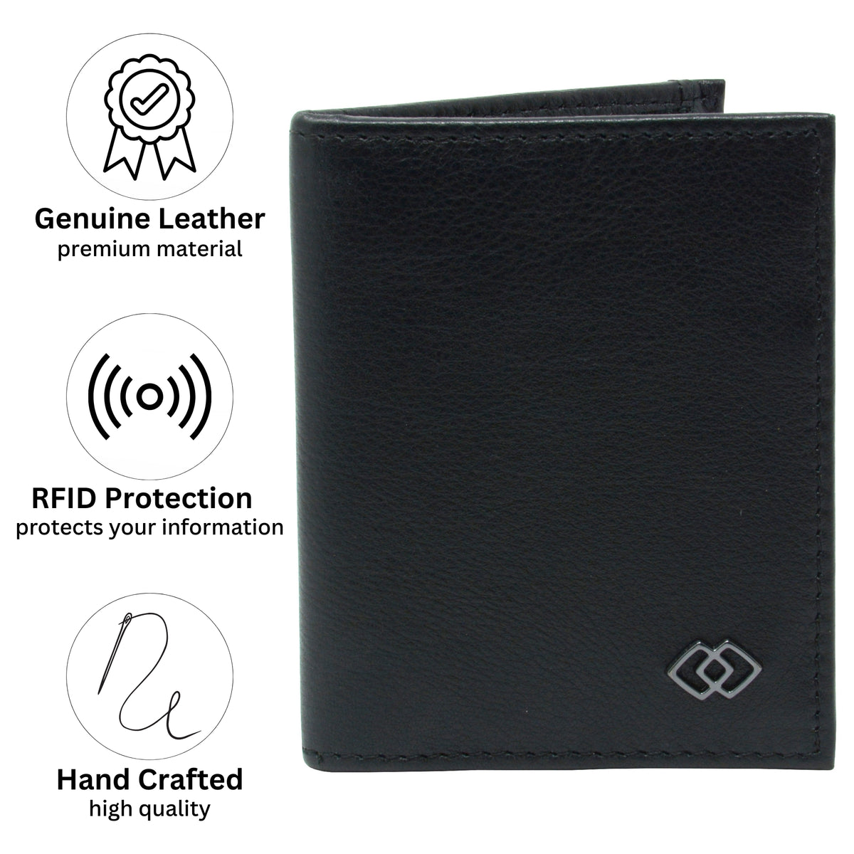 Alpine Swiss Men RFID Leather Wallet Slim Front Pocket Wallet Business Card Case – Black